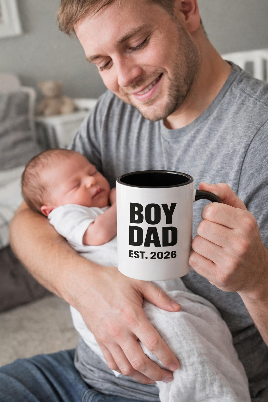 Boy Dad EST. 2026 Coffee Mug – First-Time Dad / First Father’s Day Gift (11/15oz)