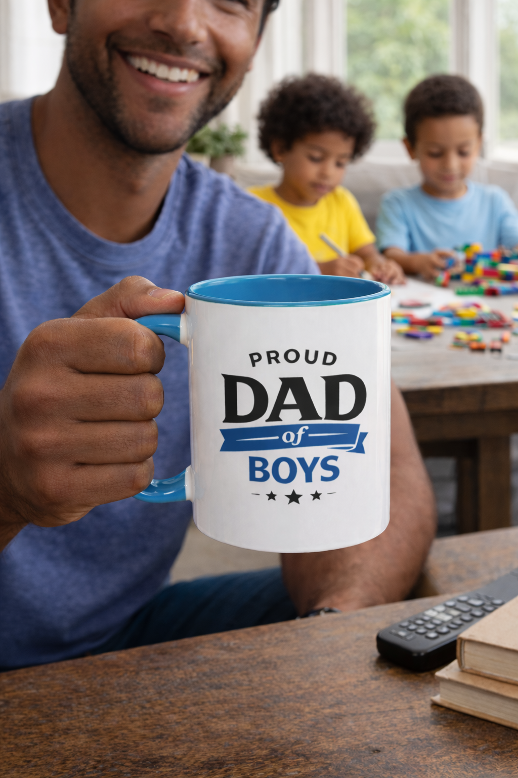 Proud Dad of Boys Mug | 11oz Ceramic Coffee Cup | Modern Father’s Day Gift | Gift for Dad from Sons | Masculine Minimal Dad Mug