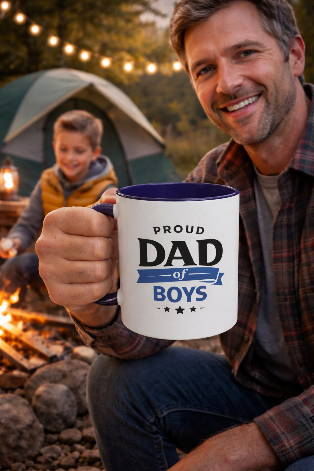 Proud Dad of Boys Mug | 11oz Ceramic Coffee Cup | Modern Father’s Day Gift | Gift for Dad from Sons | Masculine Minimal Dad Mug