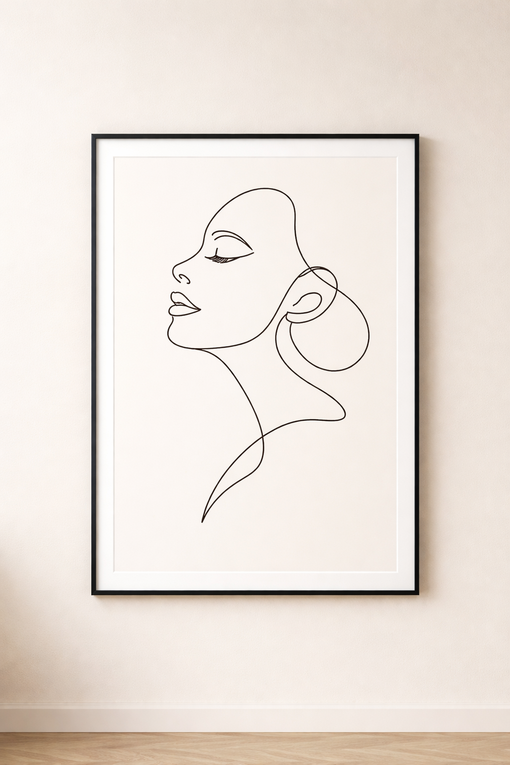 Minimalist Woman Face Line Art Poster | Modern Neutral Print