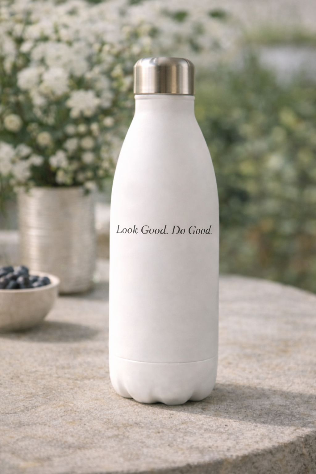 White 17oz Stainless Steel Water Bottle with Catchy Sayings