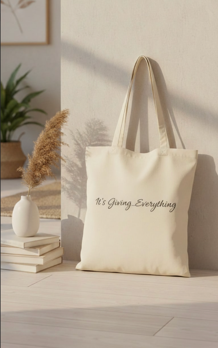 Classic Tote Bag in White or Natural Colours with Catchy Sayings