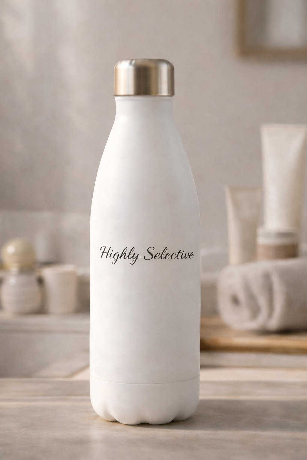 White 17oz Stainless Steel Water Bottle with Catchy Sayings