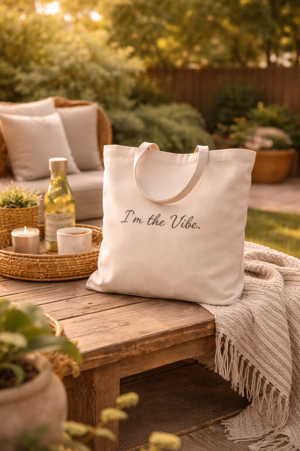 Classic Tote Bag in White or Natural Colours with Catchy Sayings