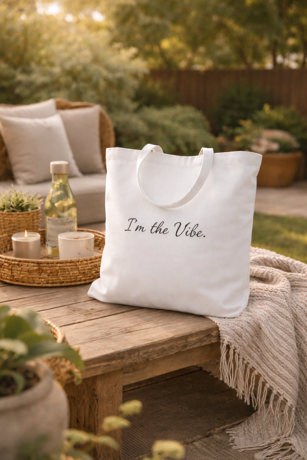 Classic Tote Bag in White or Natural Colours with Catchy Sayings