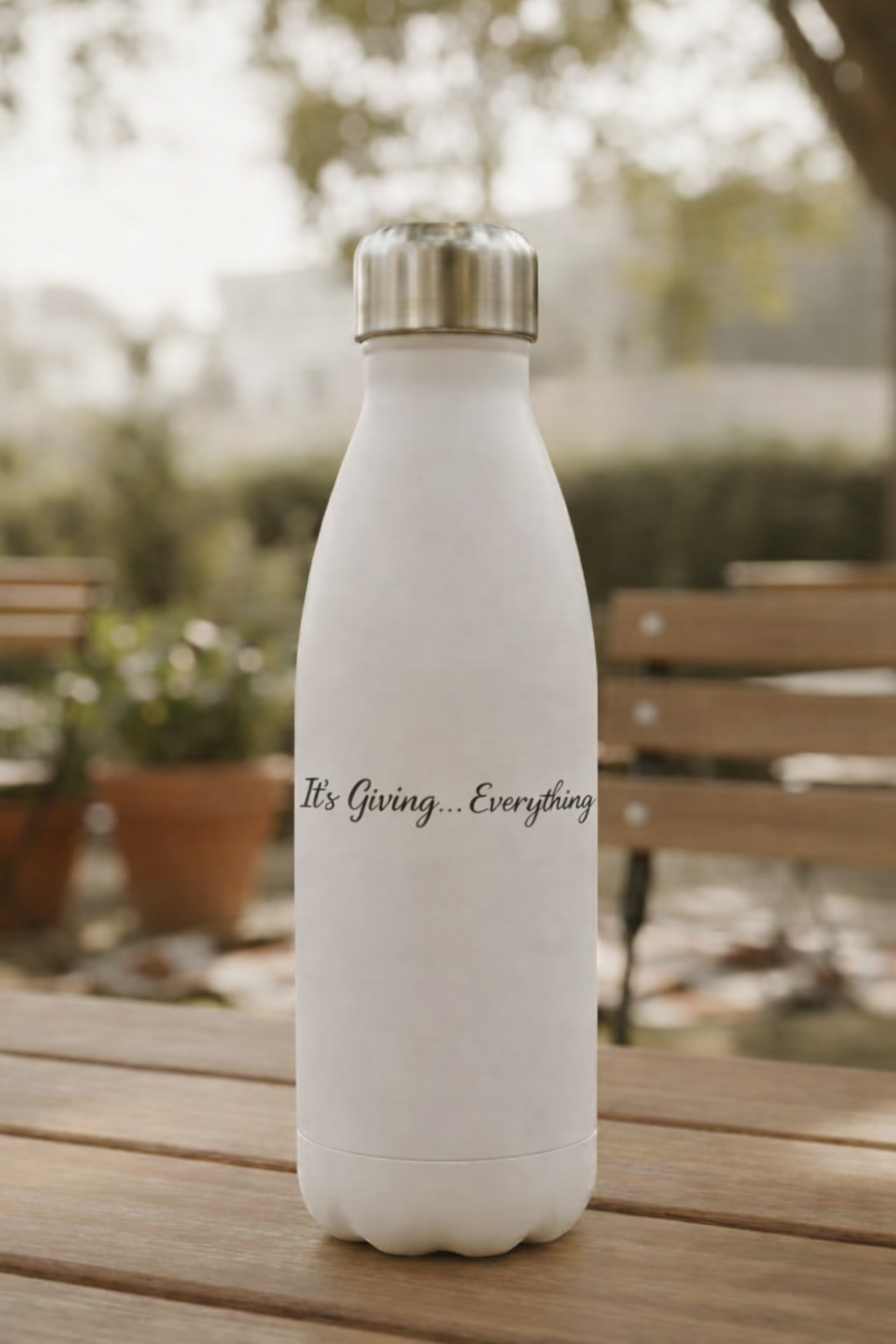 White 17oz Stainless Steel Water Bottle with Catchy Sayings