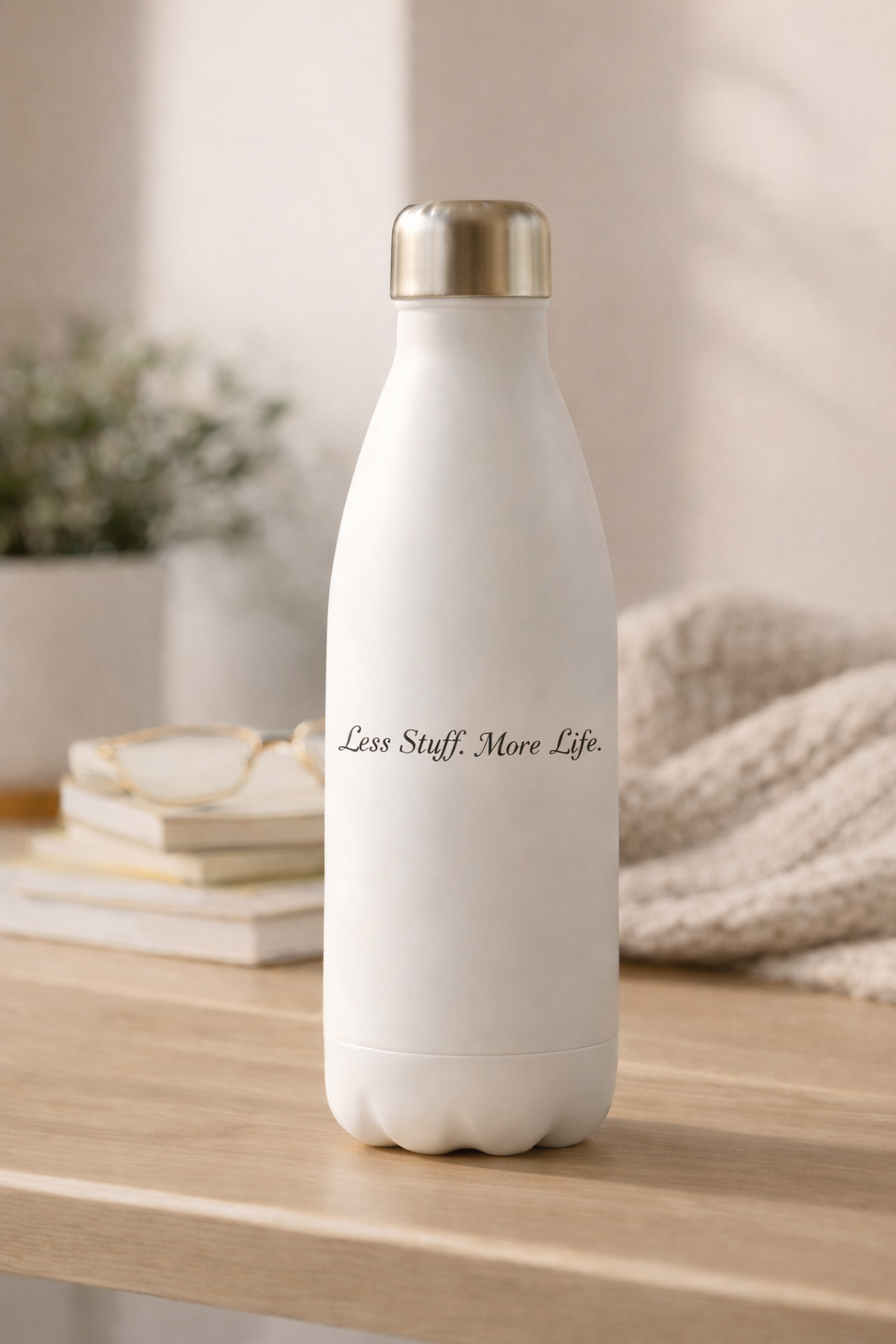 White 17oz Stainless Steel Water Bottle with Catchy Sayings