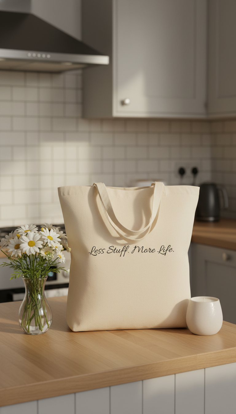 Classic Tote Bag in White or Natural Colours with Catchy Sayings