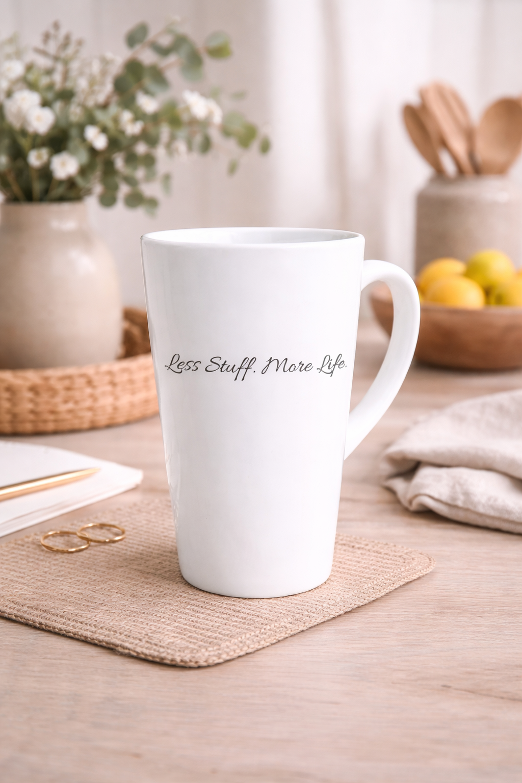 17oz White Ceramic Mug With Catchy Lifestyle Sayings