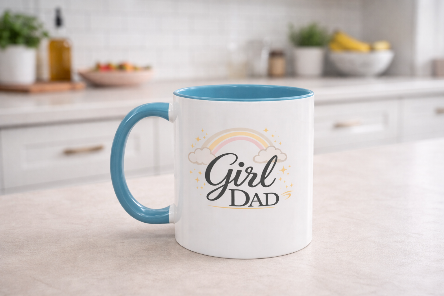 Girl Dad Coffee Mug - Rainbow & Stars