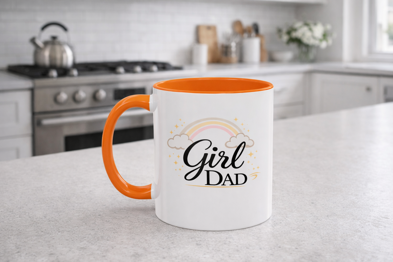 Girl Dad Coffee Mug - Rainbow & Stars
