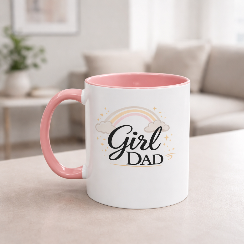 Girl Dad Coffee Mug - Rainbow & Stars
