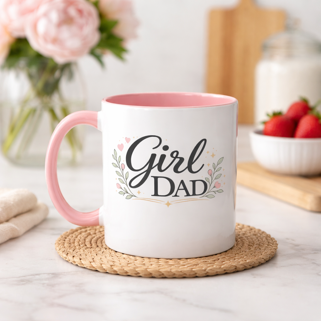 Girl Dad Floral Heart Coffee | Tea Mug
