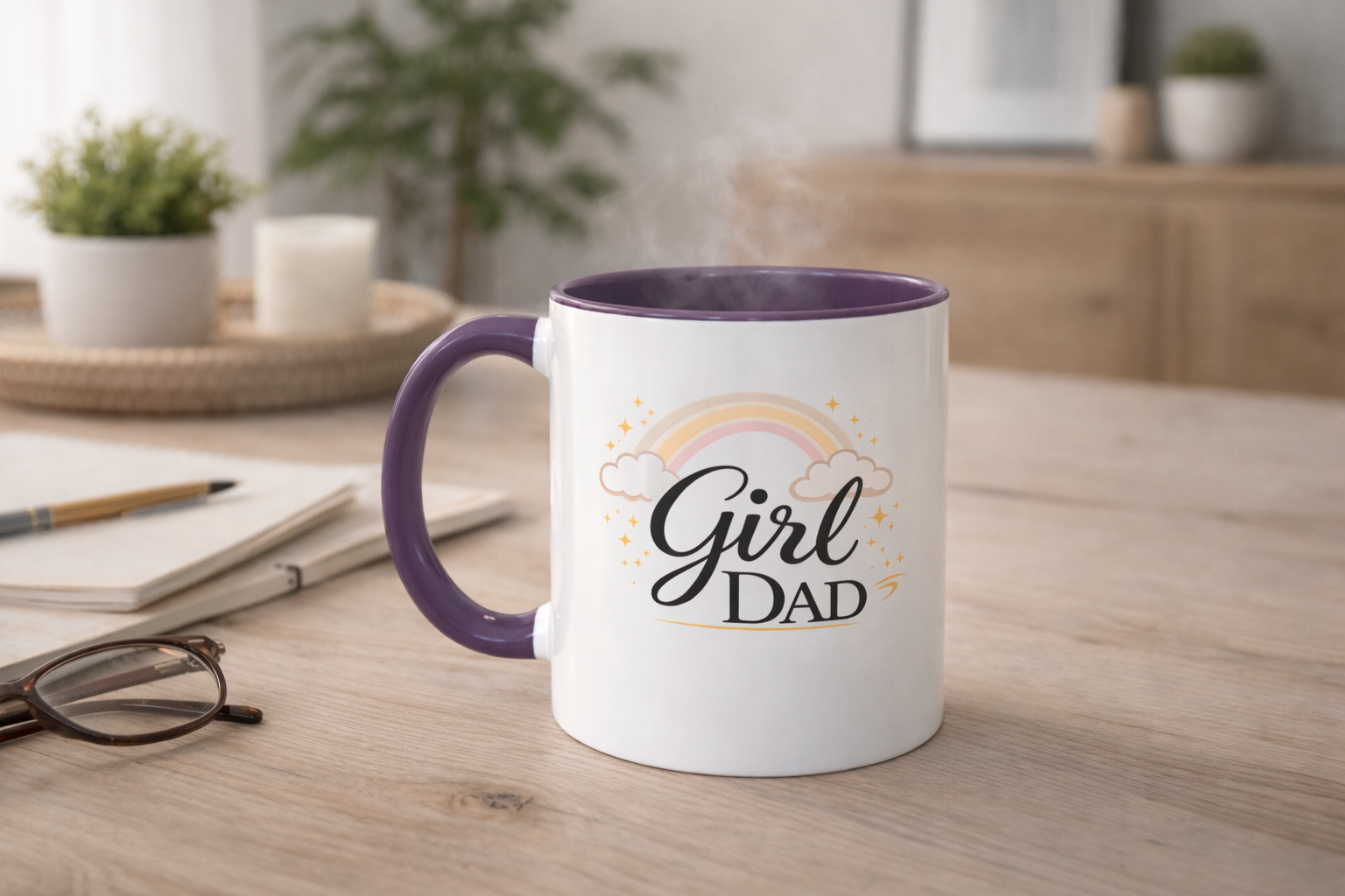 Girl Dad Coffee Mug - Rainbow & Stars