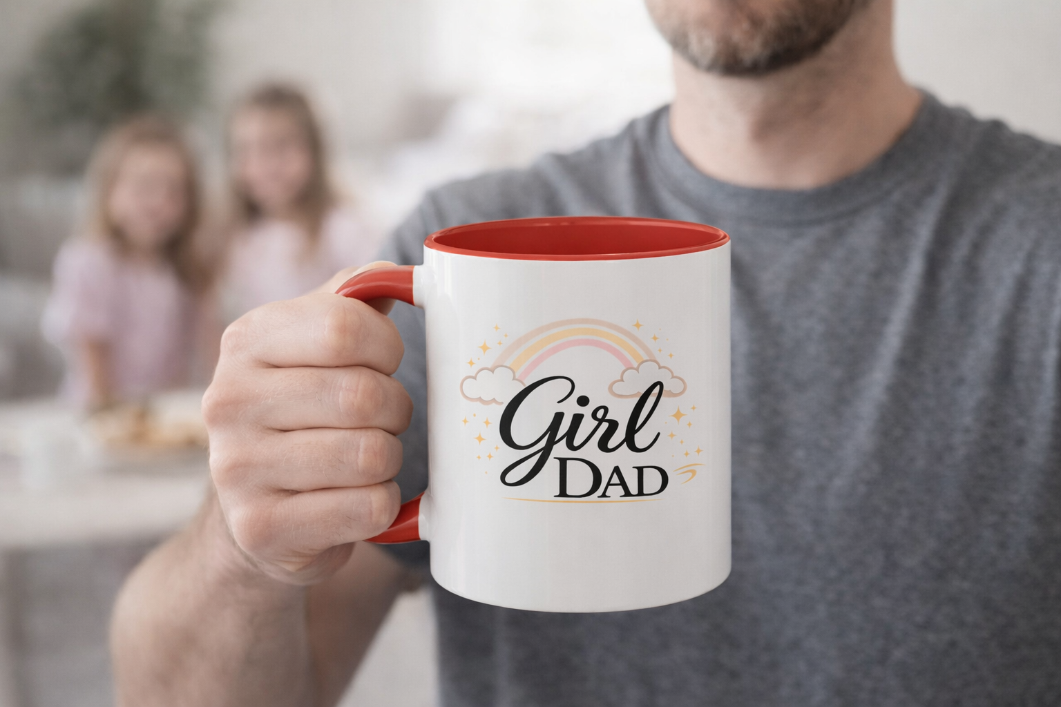 Girl Dad Coffee Mug - Rainbow & Stars