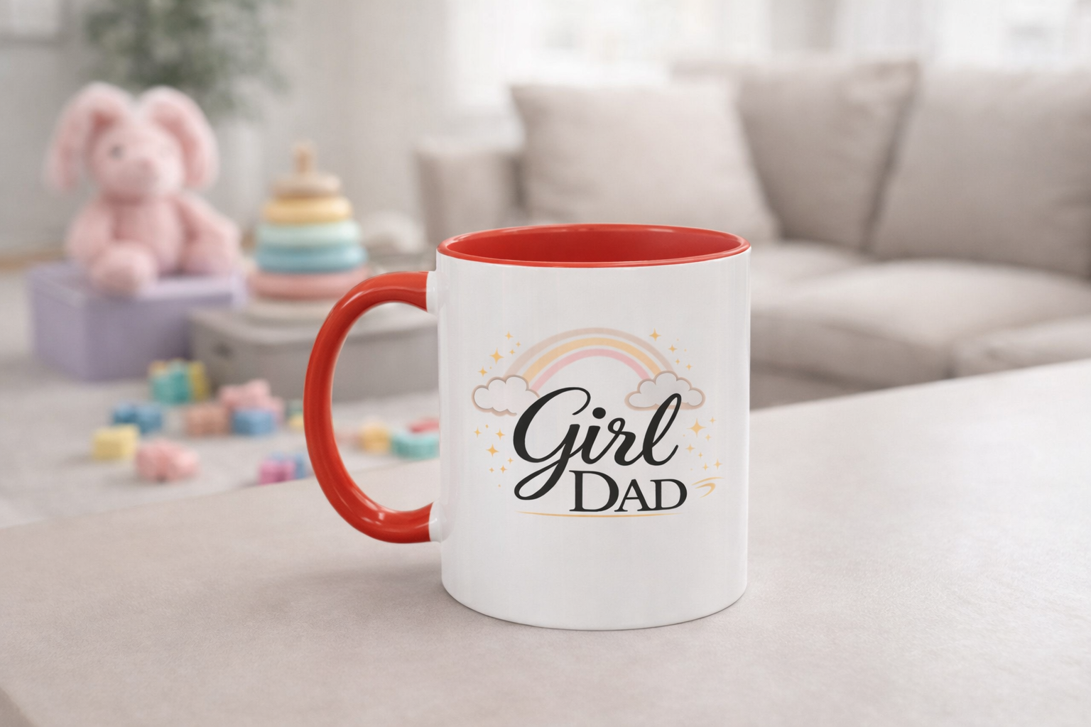 Girl Dad Coffee Mug - Rainbow & Stars