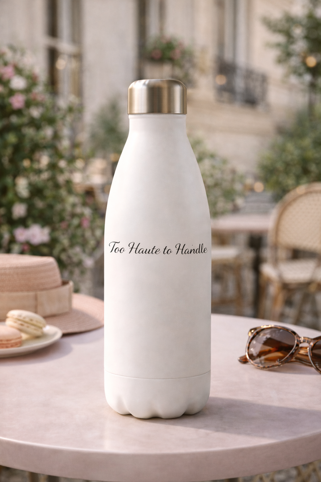 White 17oz Stainless Steel Water Bottle with Catchy Sayings